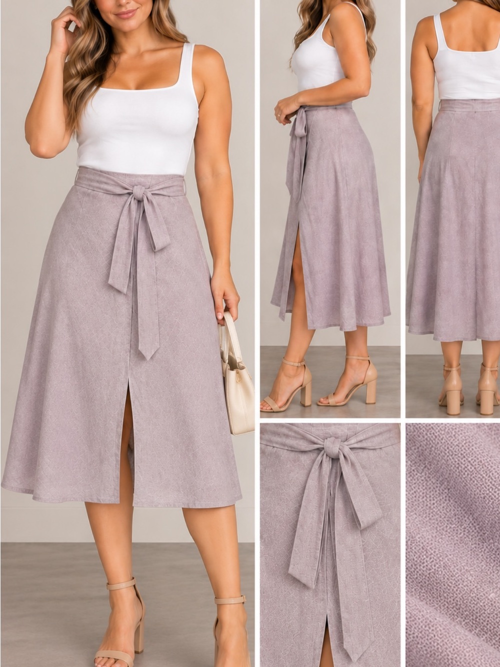 Lavender linen plus size skirt